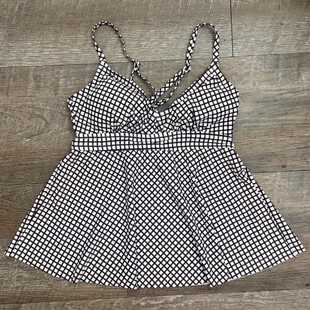 Kona Sol Dark Purple White Y2K Tankini Top Size Small